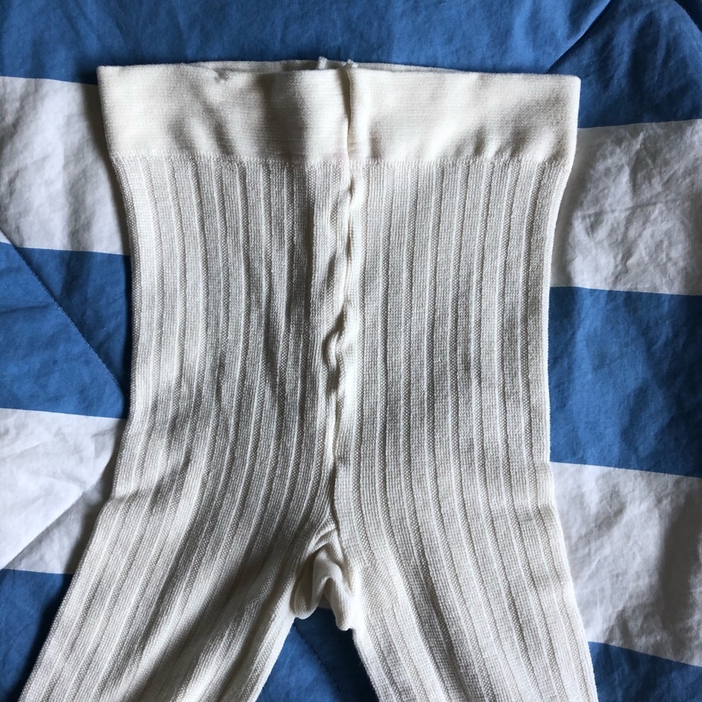 White Ribbed Tights - Picture 3 of 5